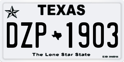 TX license plate DZP1903