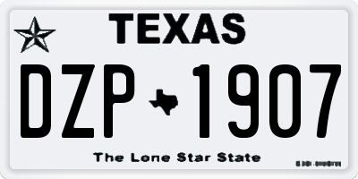 TX license plate DZP1907