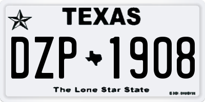 TX license plate DZP1908