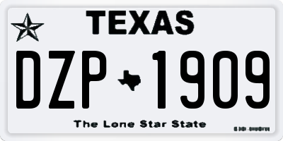 TX license plate DZP1909