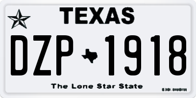 TX license plate DZP1918
