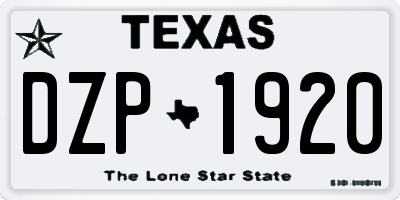 TX license plate DZP1920