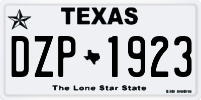TX license plate DZP1923