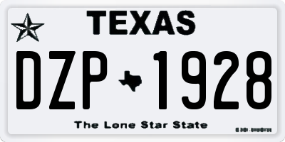 TX license plate DZP1928