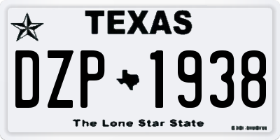 TX license plate DZP1938