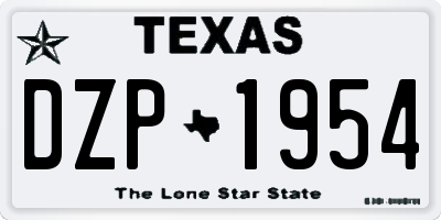 TX license plate DZP1954