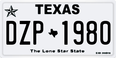 TX license plate DZP1980