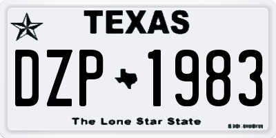 TX license plate DZP1983