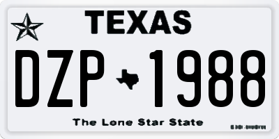 TX license plate DZP1988