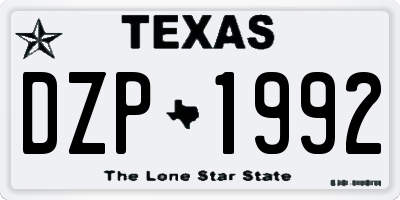 TX license plate DZP1992