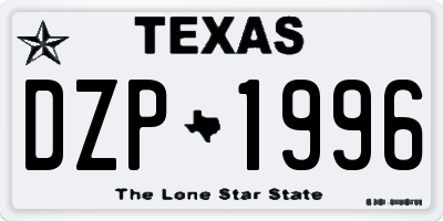 TX license plate DZP1996