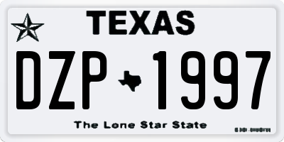 TX license plate DZP1997