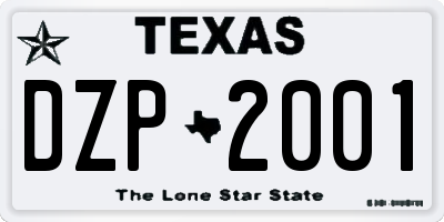 TX license plate DZP2001