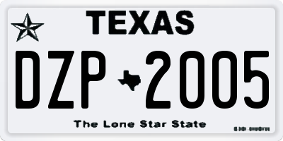 TX license plate DZP2005