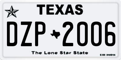 TX license plate DZP2006