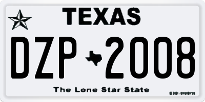 TX license plate DZP2008
