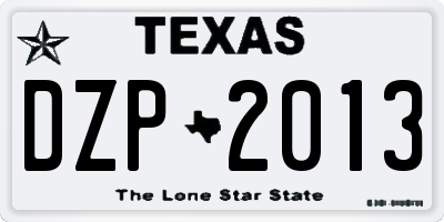 TX license plate DZP2013