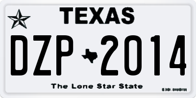 TX license plate DZP2014