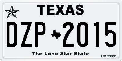 TX license plate DZP2015