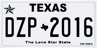 TX license plate DZP2016