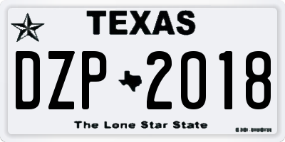 TX license plate DZP2018