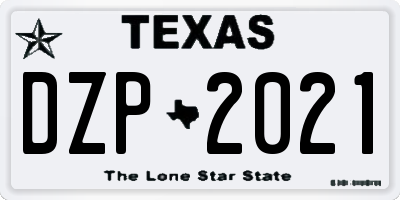 TX license plate DZP2021
