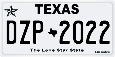 TX license plate DZP2022