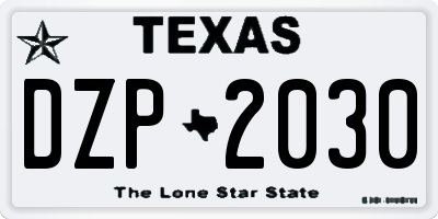 TX license plate DZP2030