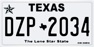 TX license plate DZP2034