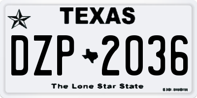 TX license plate DZP2036