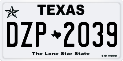 TX license plate DZP2039