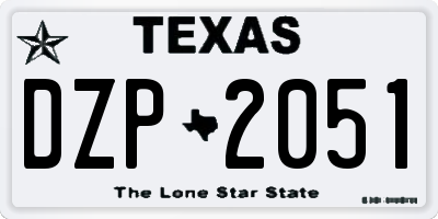 TX license plate DZP2051