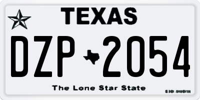 TX license plate DZP2054