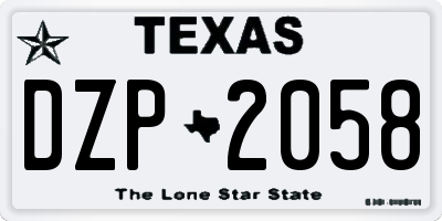 TX license plate DZP2058