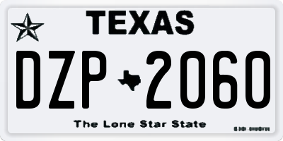 TX license plate DZP2060