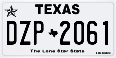 TX license plate DZP2061
