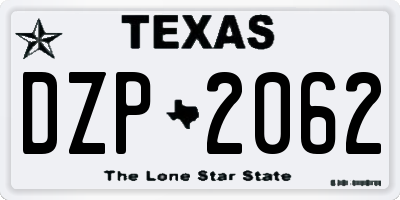 TX license plate DZP2062