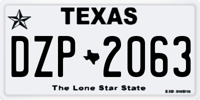 TX license plate DZP2063