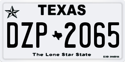 TX license plate DZP2065
