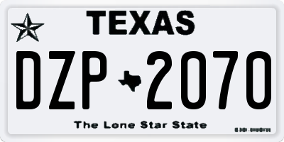 TX license plate DZP2070
