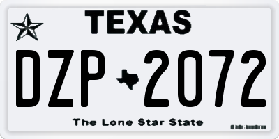 TX license plate DZP2072