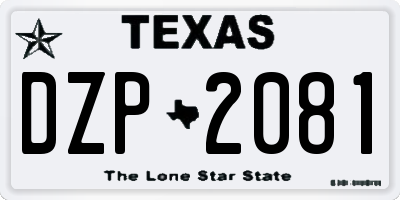 TX license plate DZP2081