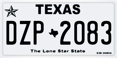 TX license plate DZP2083