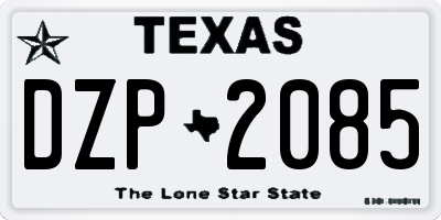 TX license plate DZP2085