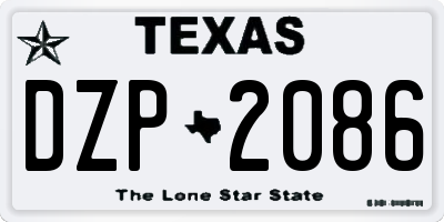 TX license plate DZP2086