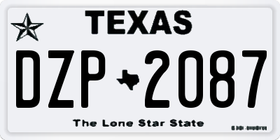 TX license plate DZP2087