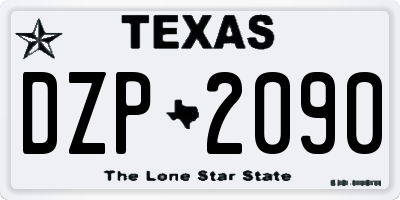 TX license plate DZP2090