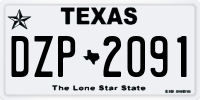 TX license plate DZP2091