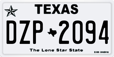 TX license plate DZP2094