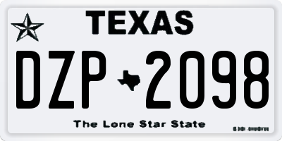 TX license plate DZP2098